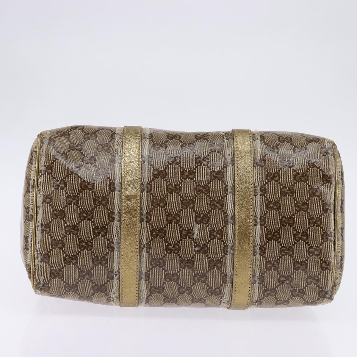 GUCCI GG Crystal Boston Bag Coated Canvas Beige Gold 193603 Auth 143964