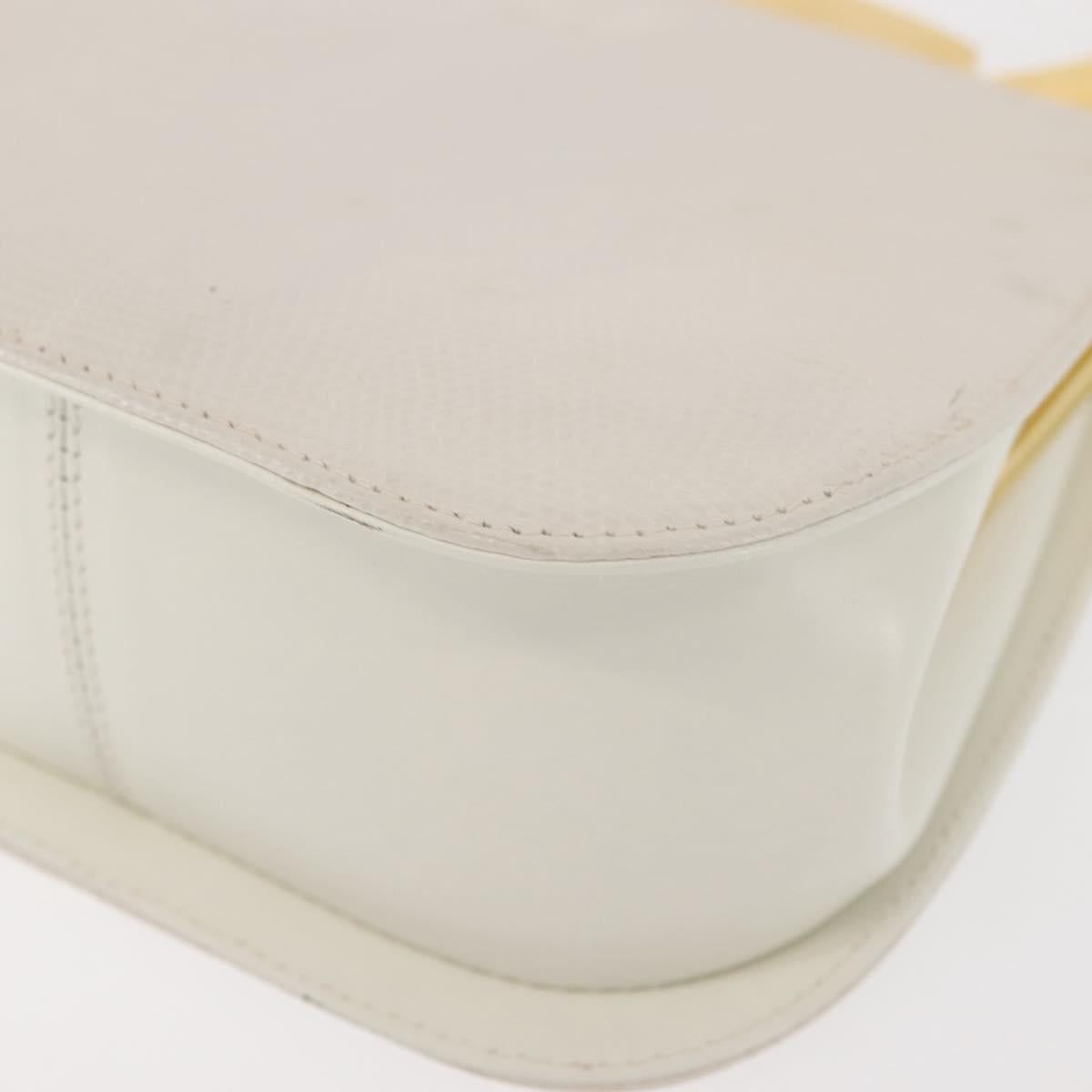 Salvatore Ferragamo Gancini Hand Bag Leather White Gold Auth 143966