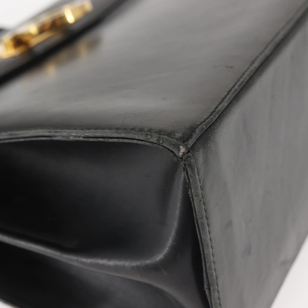 Salvatore Ferragamo Gancini Hand Bag Leather Black Gold Auth 143967
