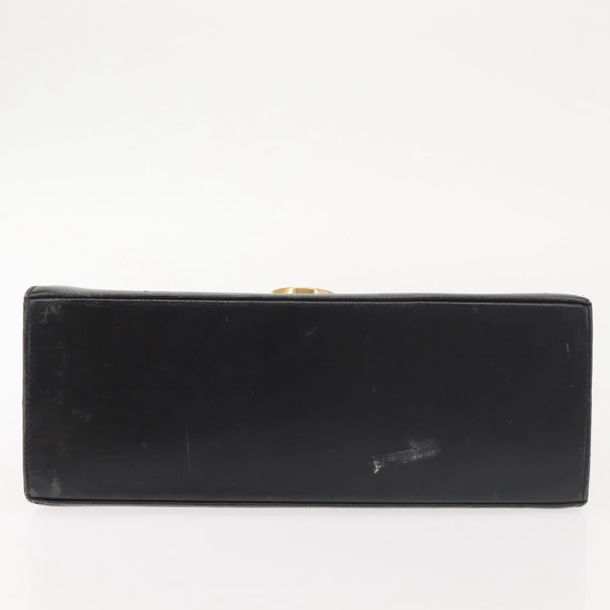 Salvatore Ferragamo Gancini Hand Bag Leather Black Gold Auth 143967