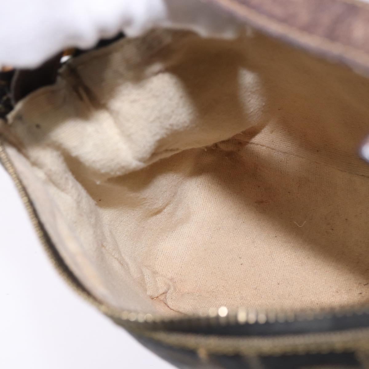 FENDI Zucca Canvas Hand Bag Brown Black gold Auth 143969