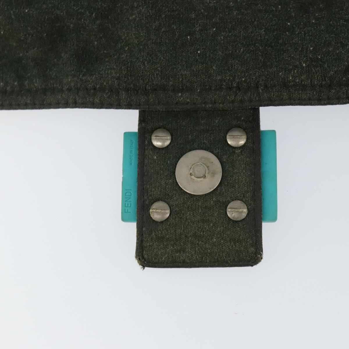 FENDI Mamma Baguette Shoulder Bag Wool Green Auth 143971