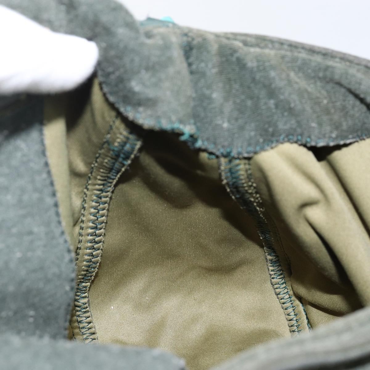 FENDI Mamma Baguette Shoulder Bag Wool Green Auth 143971