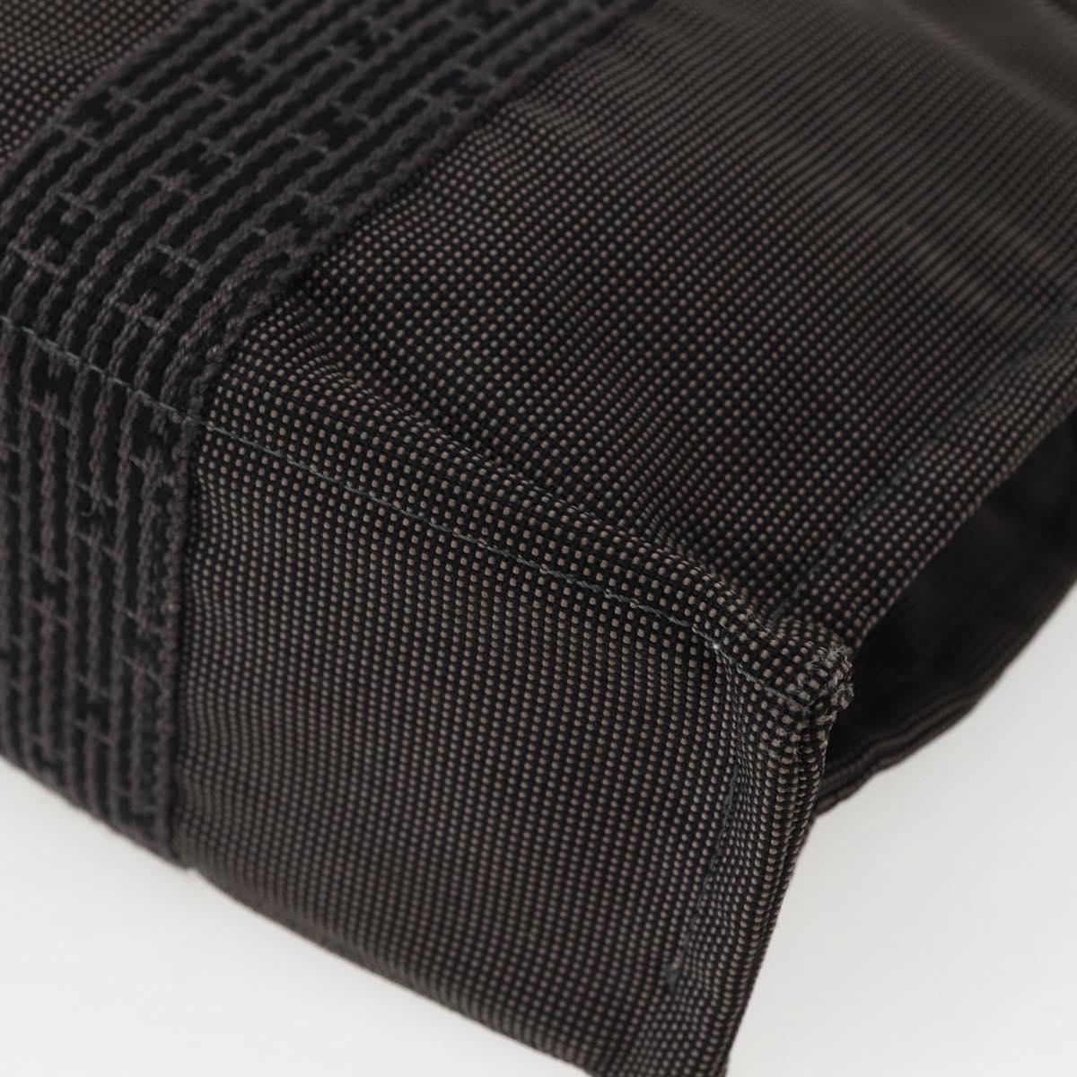 HERMES Her Line PM Hand Bag Canvas Gray Silver Auth 143972