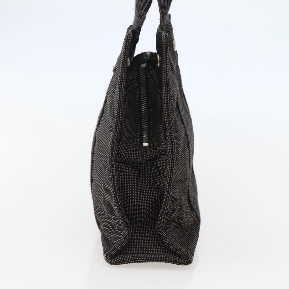 HERMES Her Line PM Hand Bag Canvas Gray Silver Auth 143972