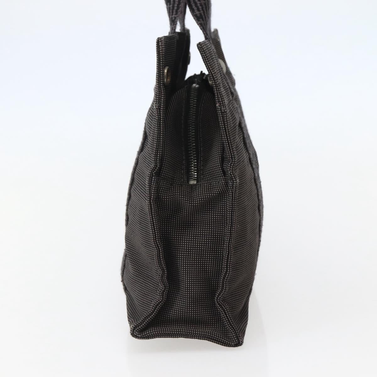 HERMES Her Line PM Hand Bag Canvas Gray Silver Auth 143972