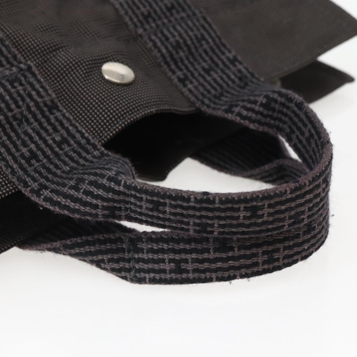 HERMES Her Line PM Hand Bag Canvas Gray Silver Auth 143972