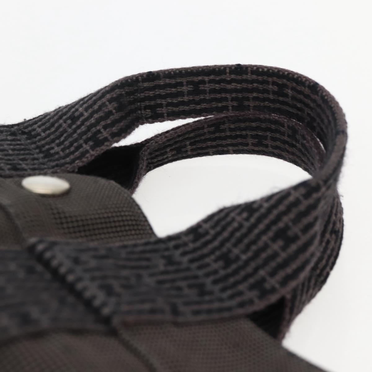 HERMES Her Line PM Hand Bag Canvas Gray Silver Auth 143972