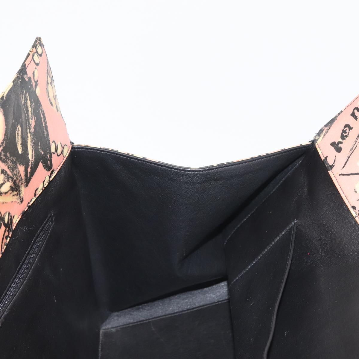 CHANEL Matelasse floral Pattern Chain Bag Coated Canvas Pink Gold CC Auth 143979