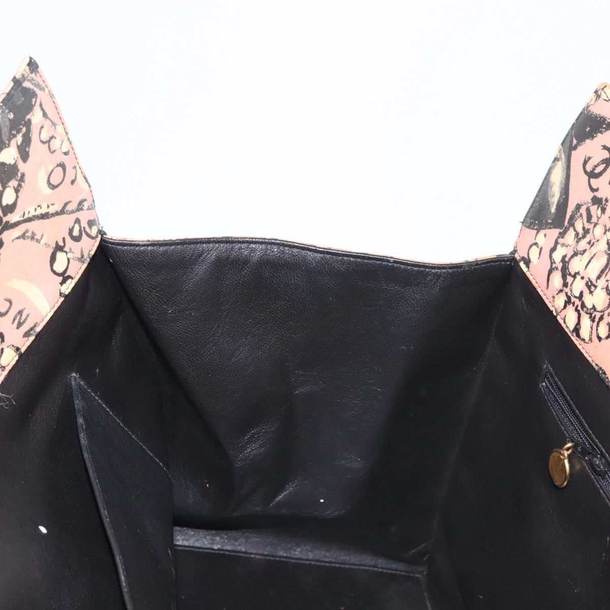 CHANEL Matelasse floral Pattern Chain Bag Coated Canvas Pink Gold CC Auth 143979