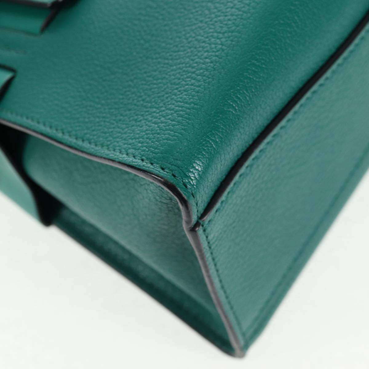 Miu Miu Matelasse Hand Bag Leather 2way Green Gold Auth 143983M