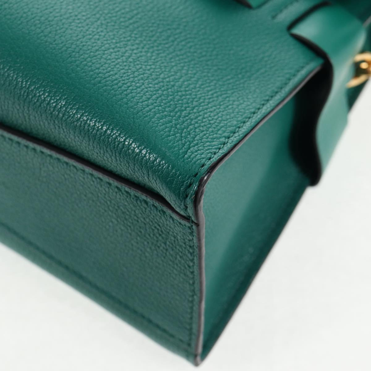 Miu Miu Matelasse Hand Bag Leather 2way Green Gold Auth 143983M