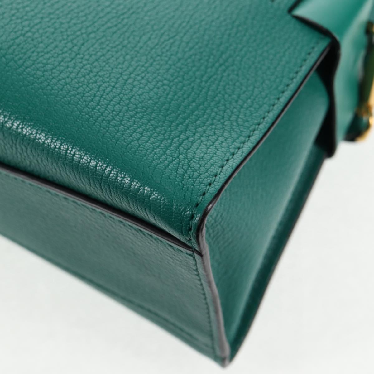 Miu Miu Matelasse Hand Bag Leather 2way Green Gold Auth 143983M
