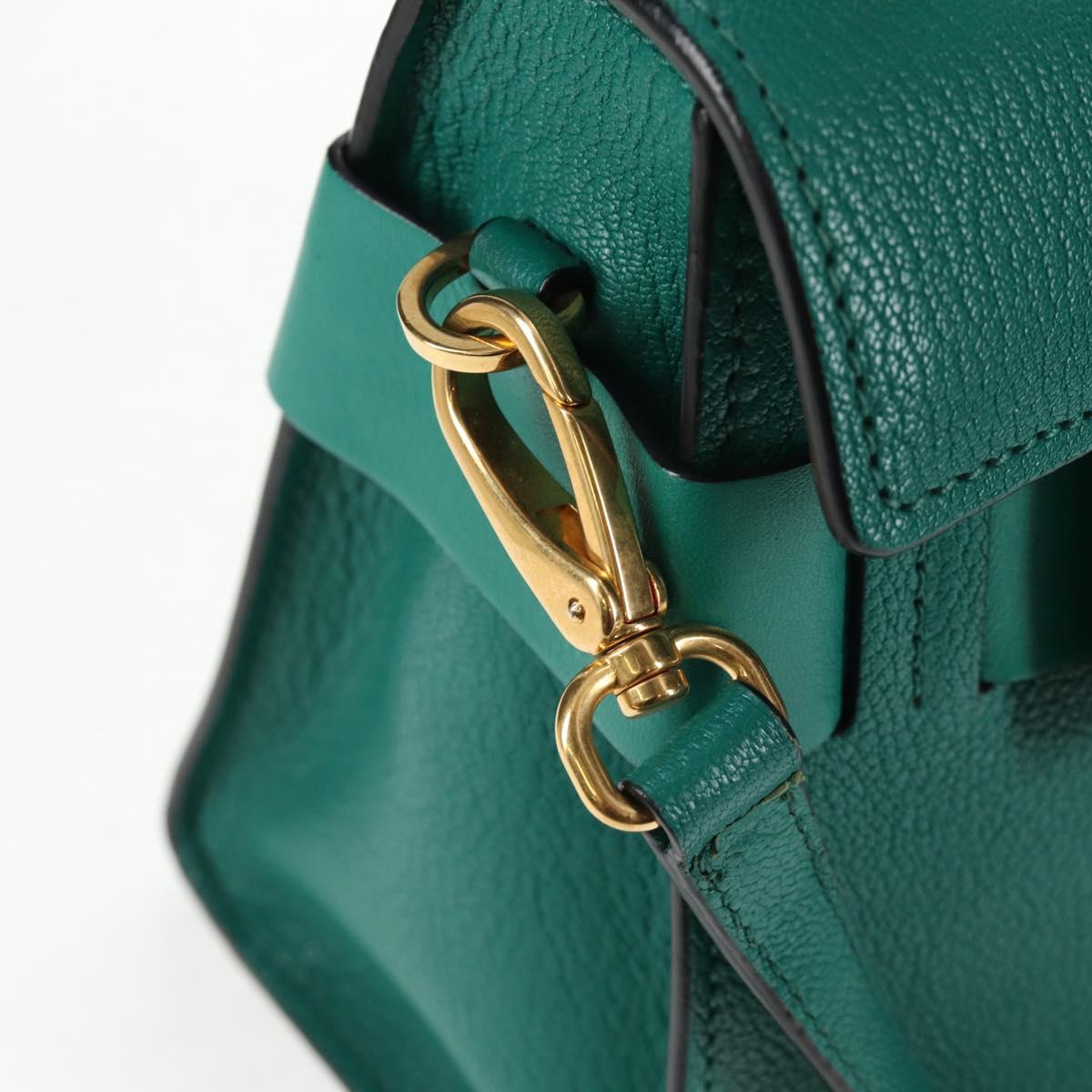 Miu Miu Matelasse Hand Bag Leather 2way Green Gold Auth 143983M