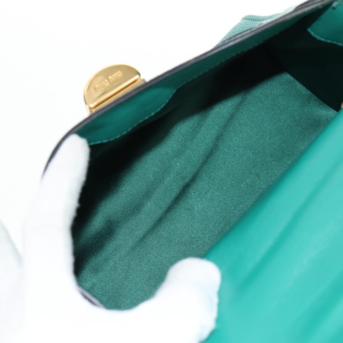 Miu Miu Matelasse Hand Bag Leather 2way Green Gold Auth 143983M