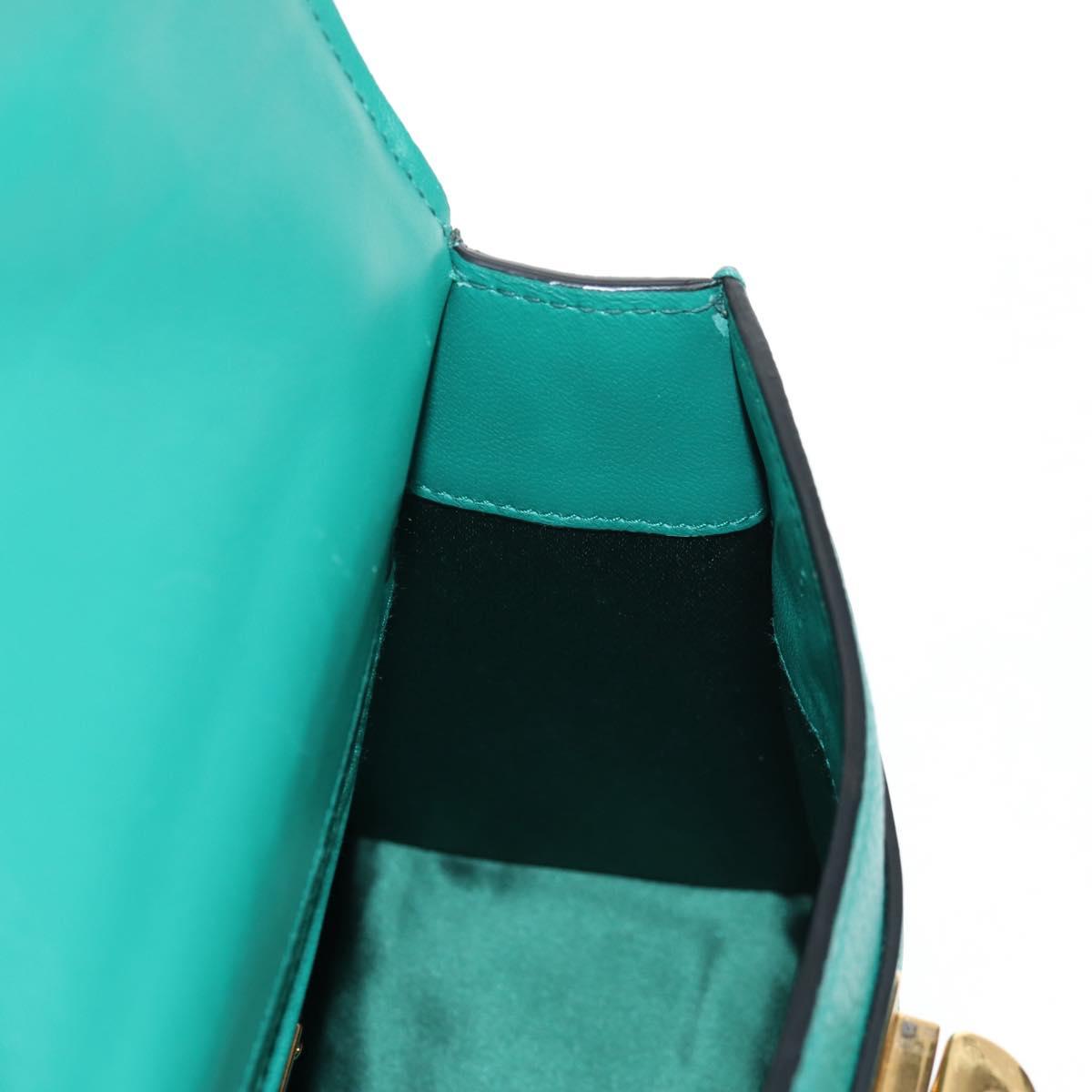 Miu Miu Matelasse Hand Bag Leather 2way Green Gold Auth 143983M