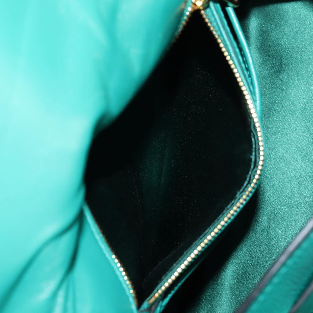Miu Miu Matelasse Hand Bag Leather 2way Green Gold Auth 143983M