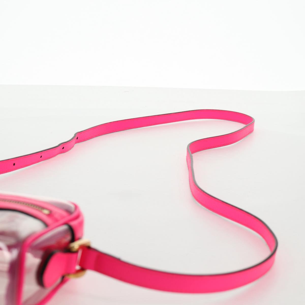 GUCCI Web Sherry Line Shoulder Bag Vinyl Clear Pink gold 517350 Auth 143984V