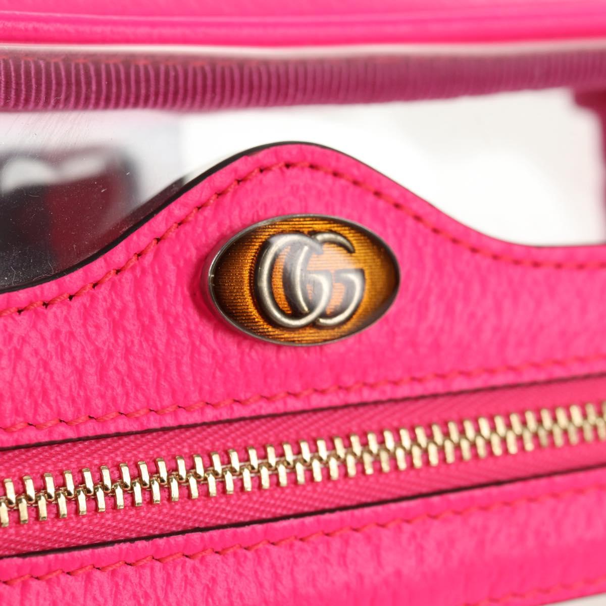 GUCCI Web Sherry Line Shoulder Bag Vinyl Clear Pink gold 517350 Auth 143984V