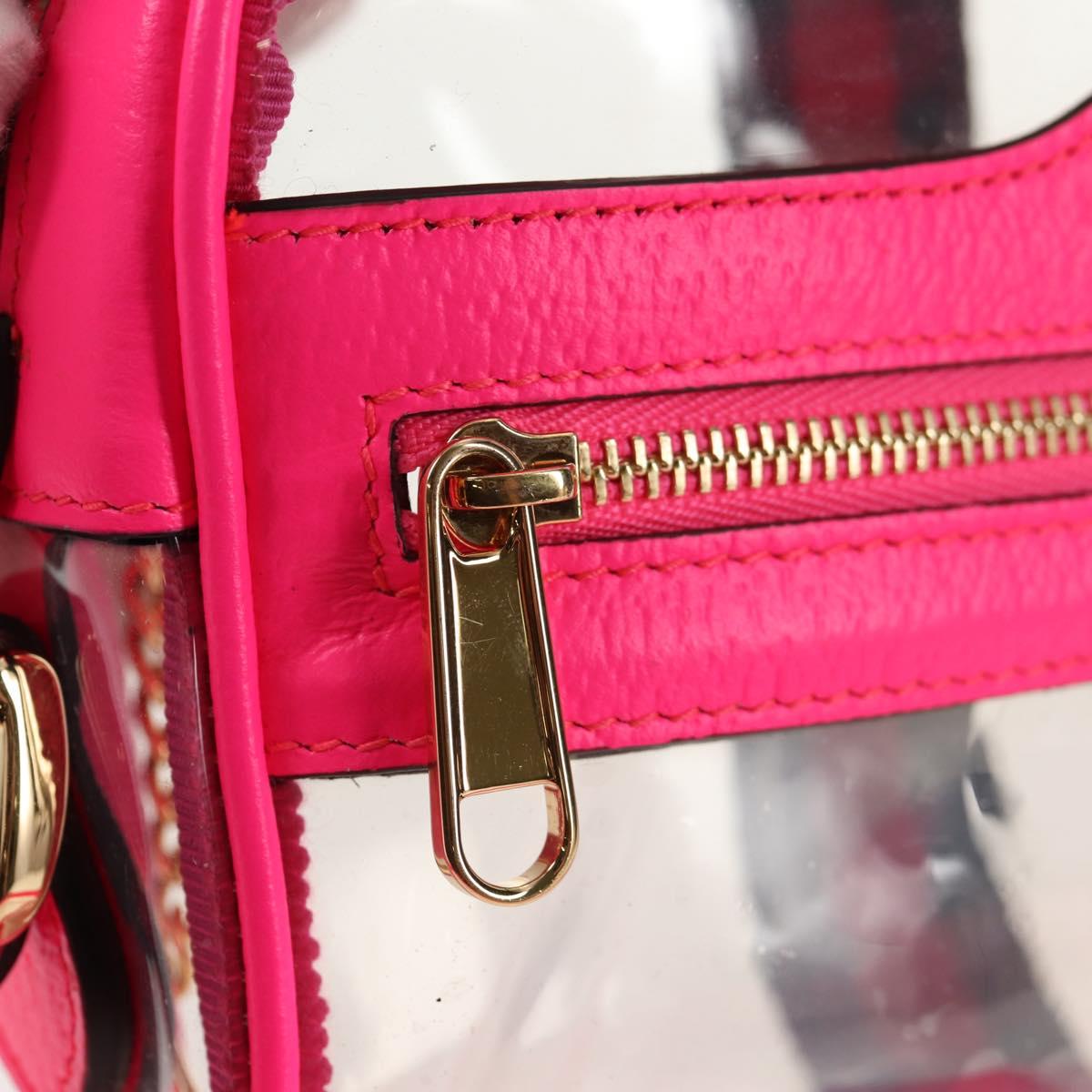 GUCCI Web Sherry Line Shoulder Bag Vinyl Clear Pink gold 517350 Auth 143984V