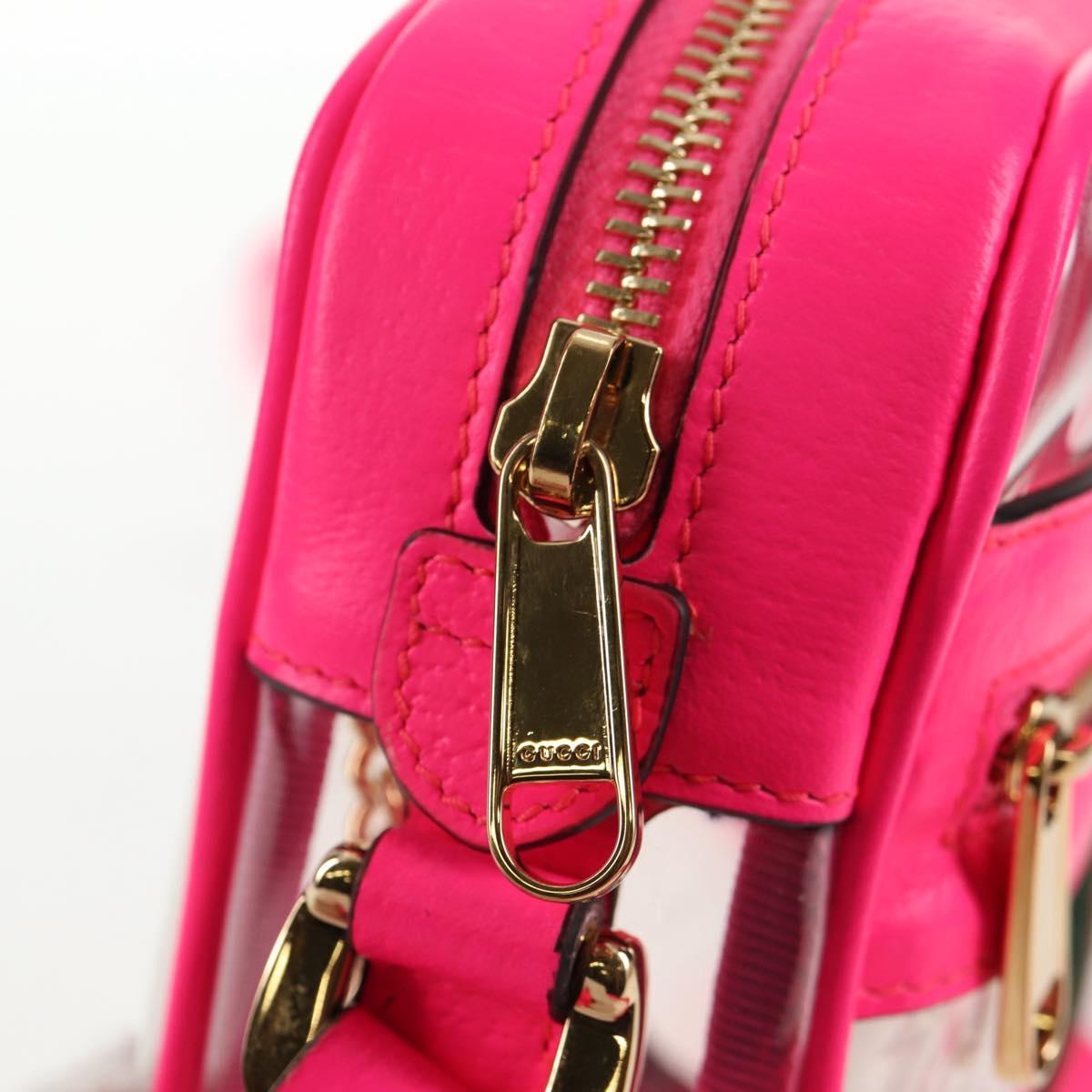 GUCCI Web Sherry Line Shoulder Bag Vinyl Clear Pink gold 517350 Auth 143984V