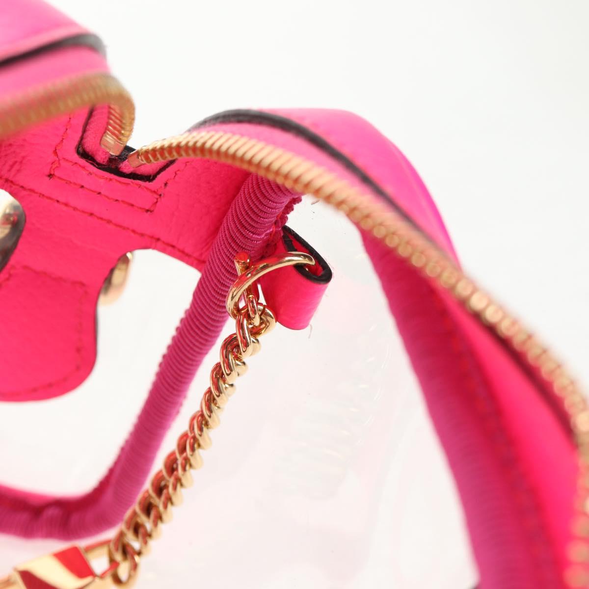 GUCCI Web Sherry Line Shoulder Bag Vinyl Clear Pink gold 517350 Auth 143984V