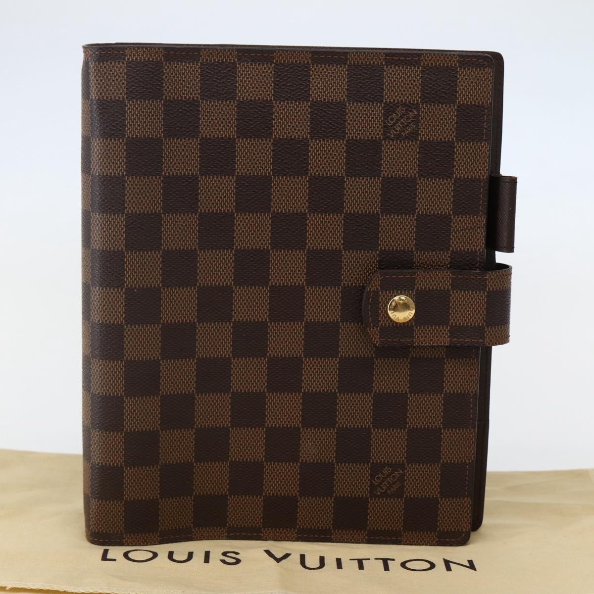 LOUIS VUITTON Damier Ebene Agenda GM Day Planner Cover R20107 LV Auth 143991