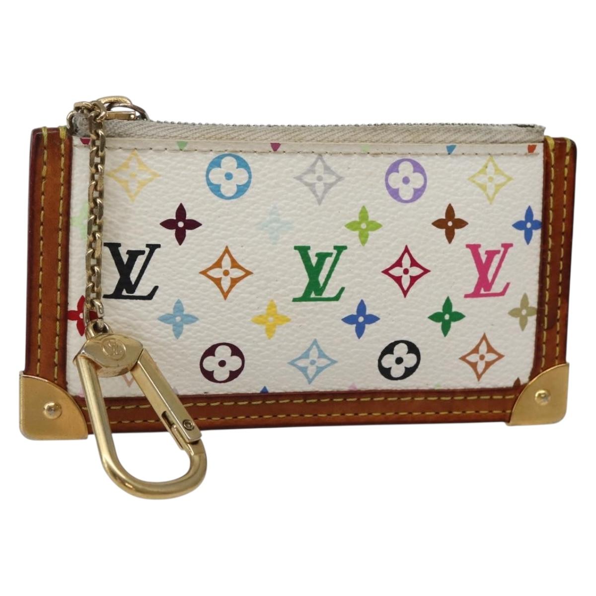 LOUIS VUITTON Multicolor Pochette Cles Coin Purse White M92655 LV Auth 143993
