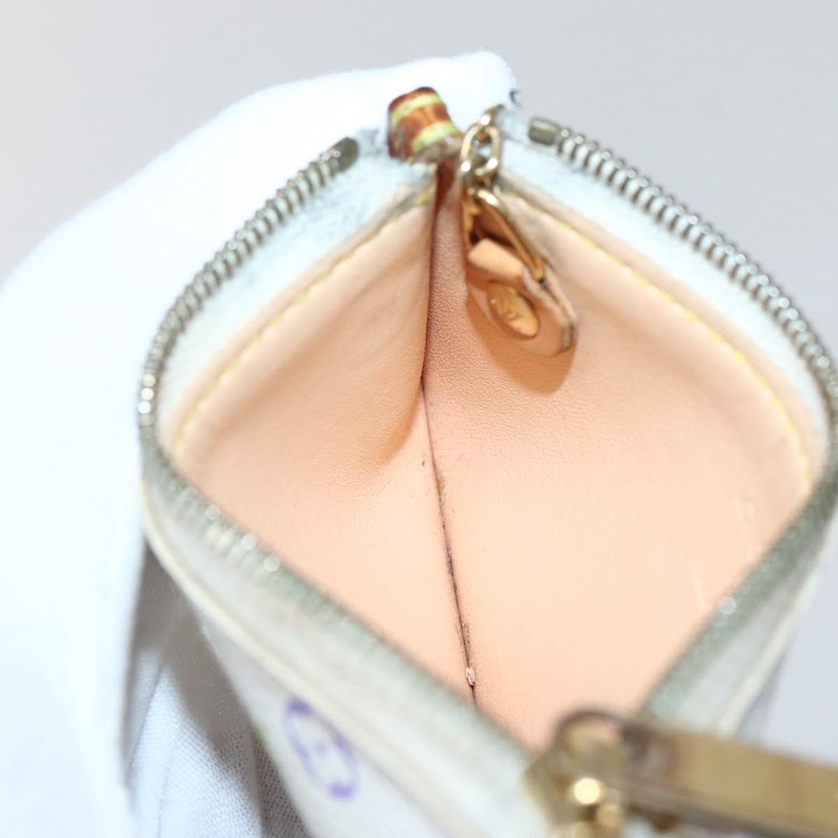 LOUIS VUITTON Multicolor Pochette Cles Coin Purse White M92655 LV Auth 143993