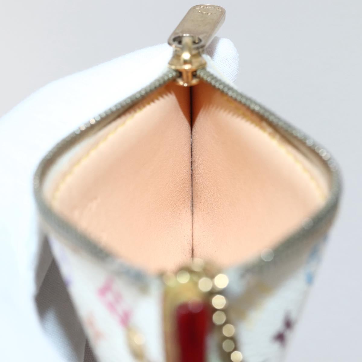 LOUIS VUITTON Multicolor Pochette Cles Coin Purse White M92655 LV Auth 143993