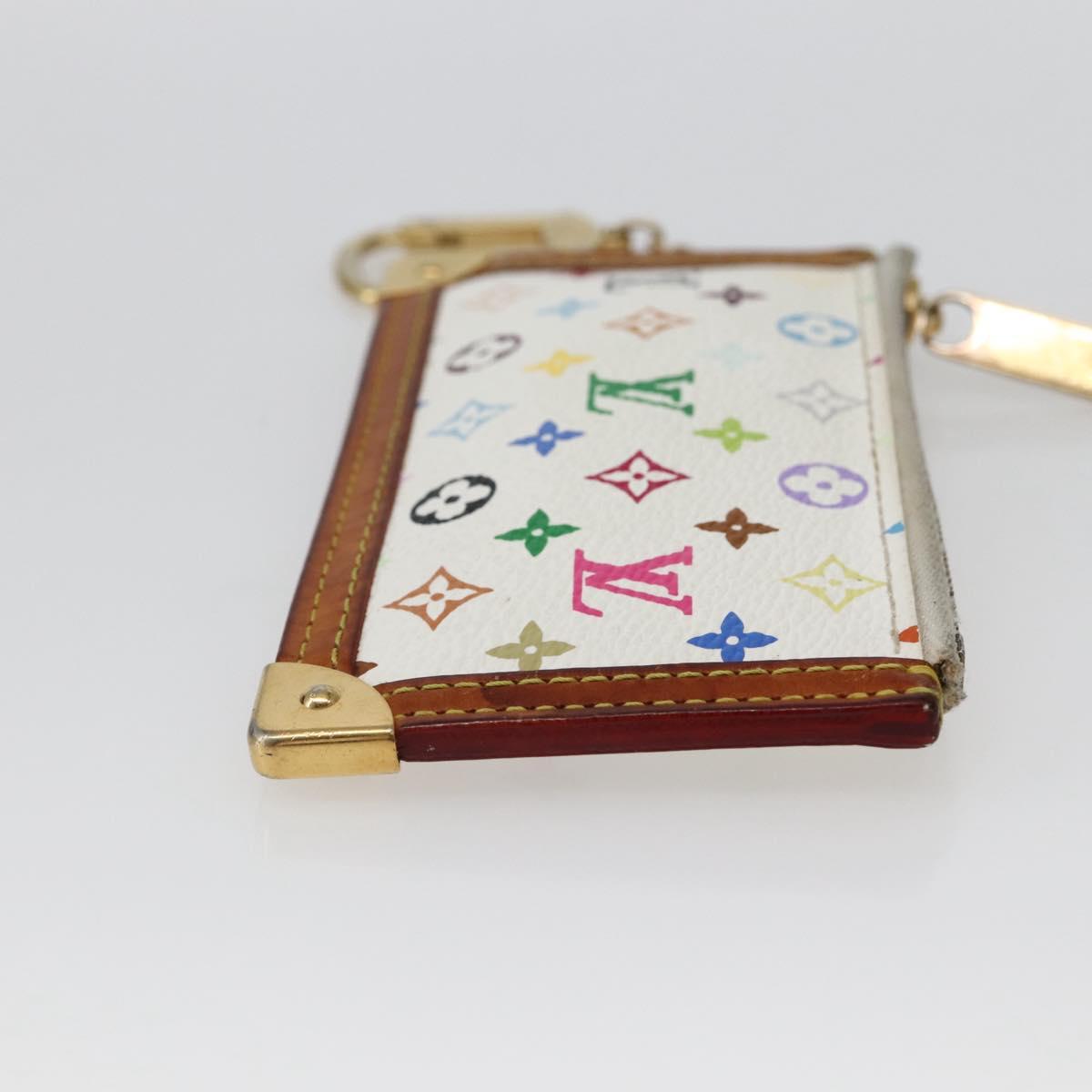 LOUIS VUITTON Multicolor Pochette Cles Coin Purse White M92655 LV Auth 143993