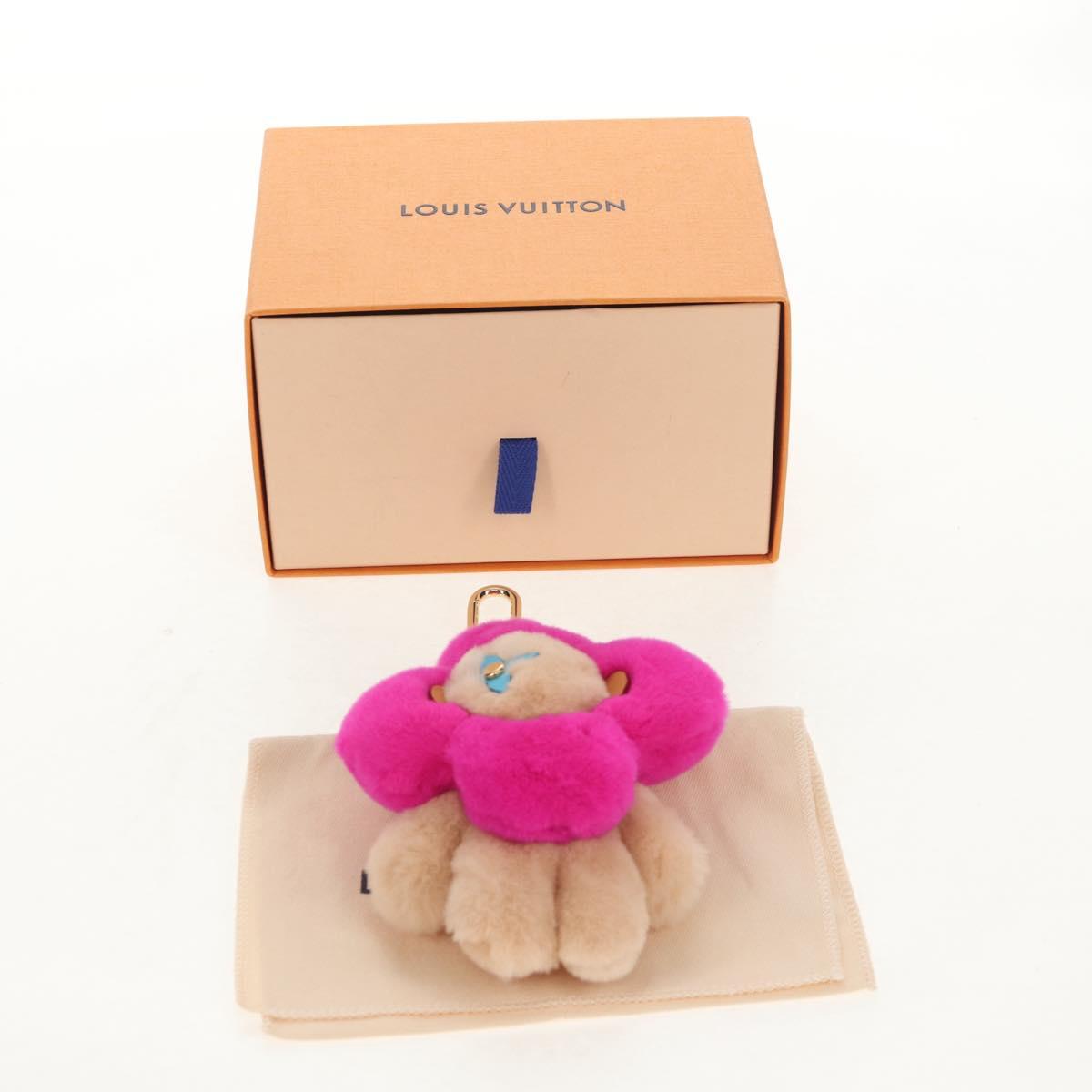 LOUIS VUITTON Vivienne Vison Bag Charm Fur Beige Pink M00870 LV Auth 144000SM