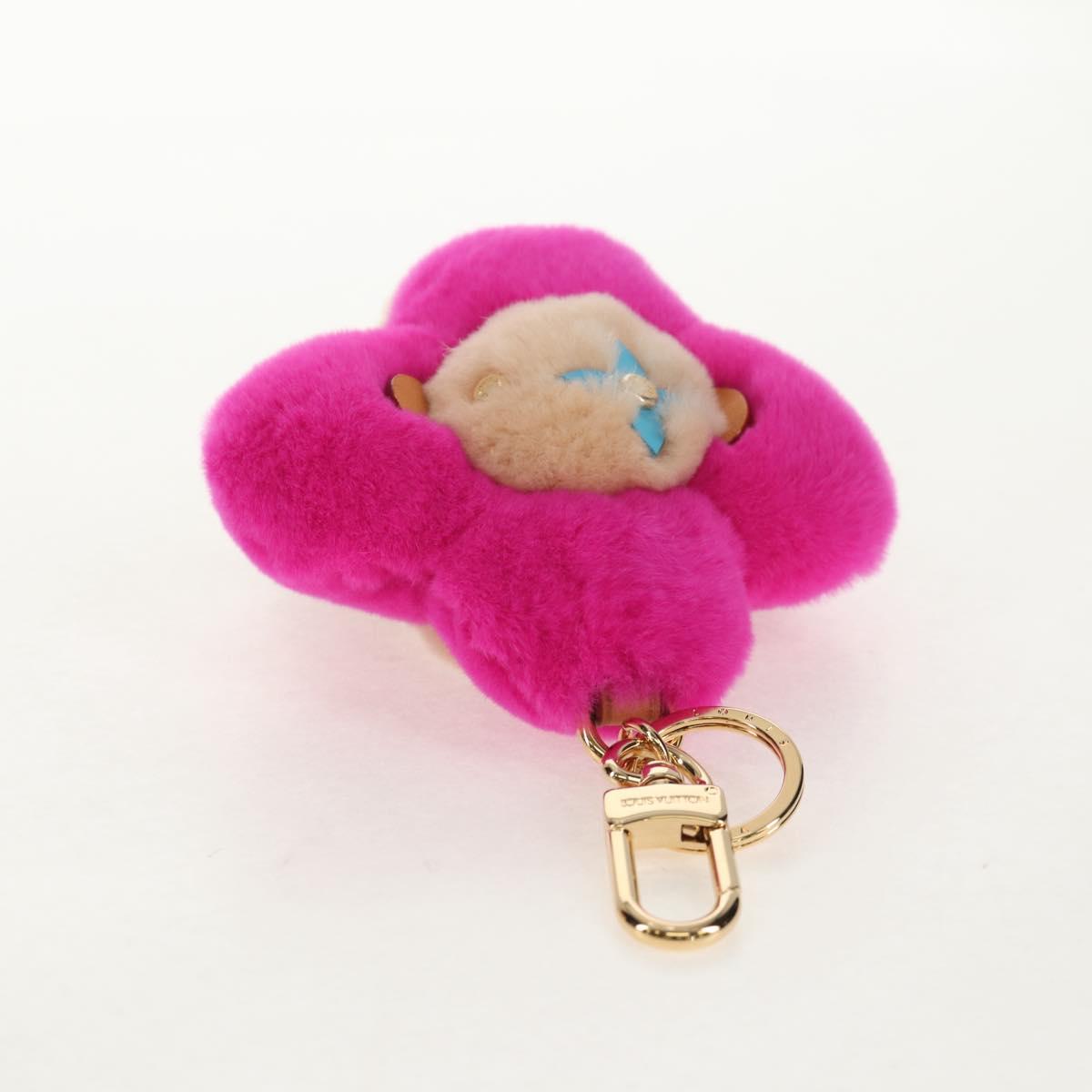 LOUIS VUITTON Vivienne Vison Bag Charm Fur Beige Pink M00870 LV Auth 144000SM