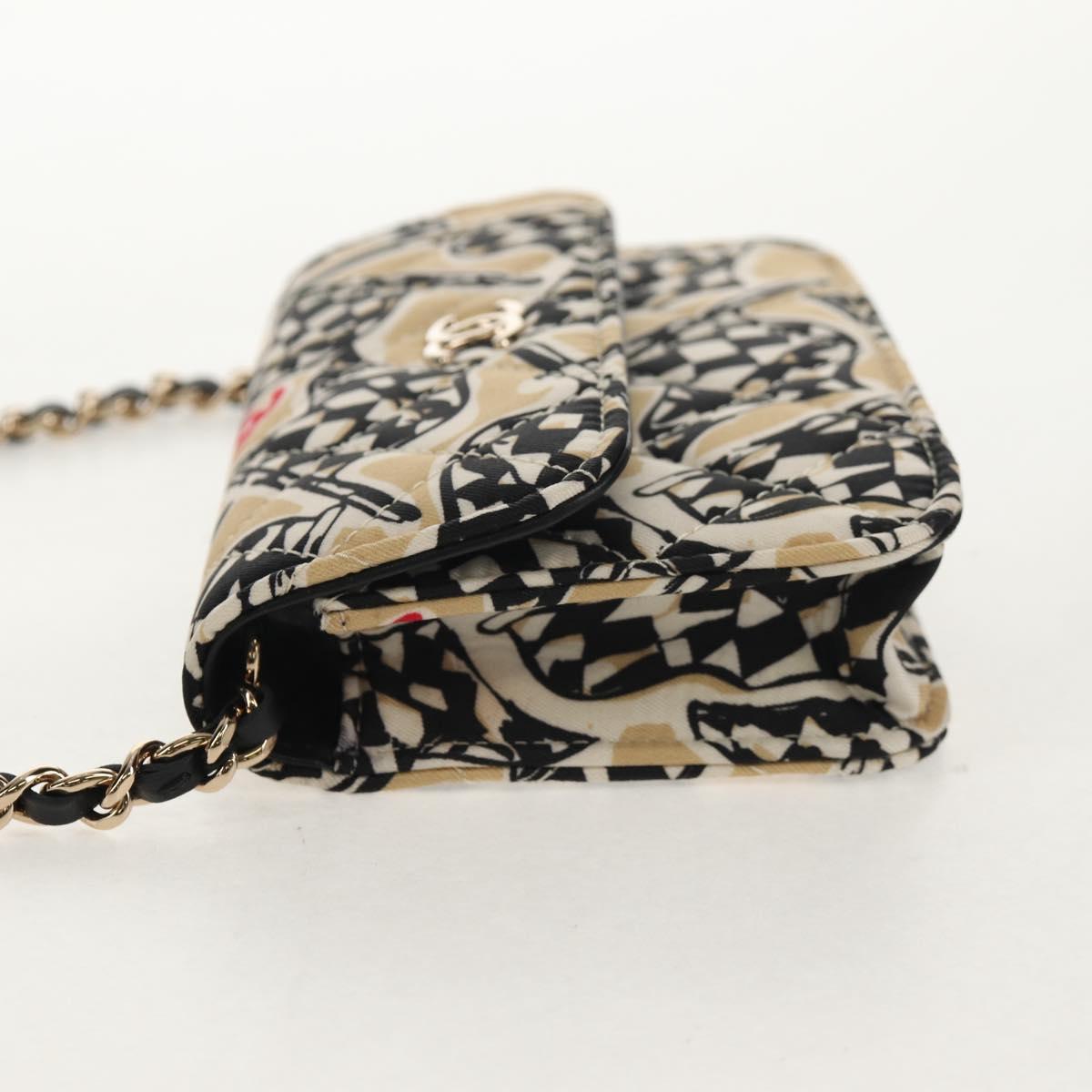 CHANEL Matelasse Chain Shoulder Bag Nylon Brown Gold CC Auth 144002AM