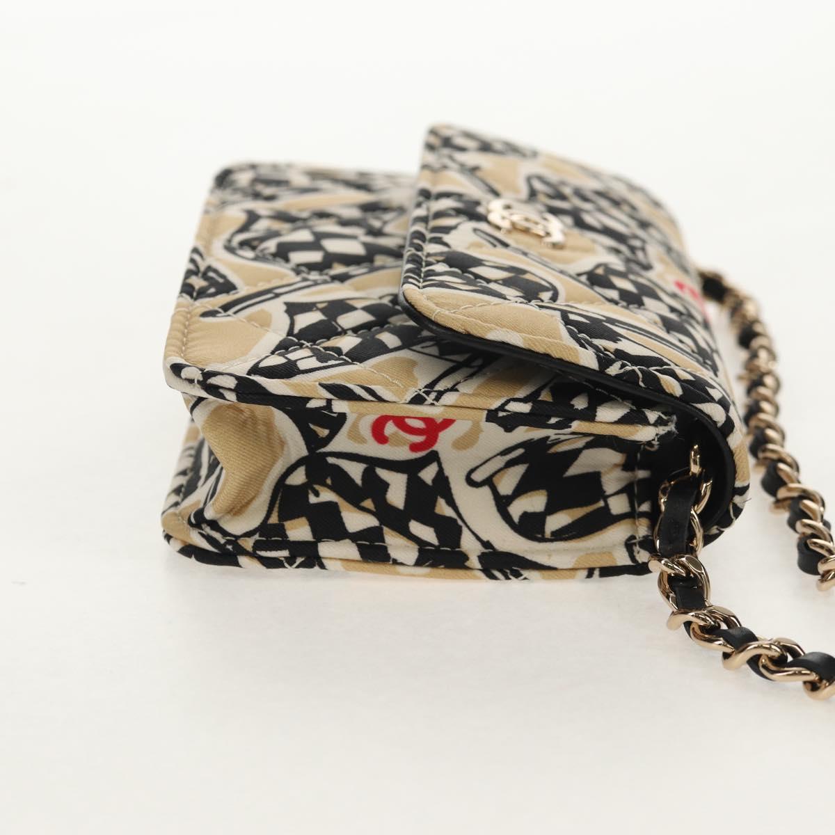 CHANEL Matelasse Chain Shoulder Bag Nylon Brown Gold CC Auth 144002M