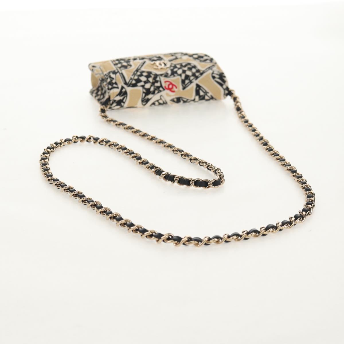CHANEL Matelasse Chain Shoulder Bag Nylon Brown Gold CC Auth 144002M