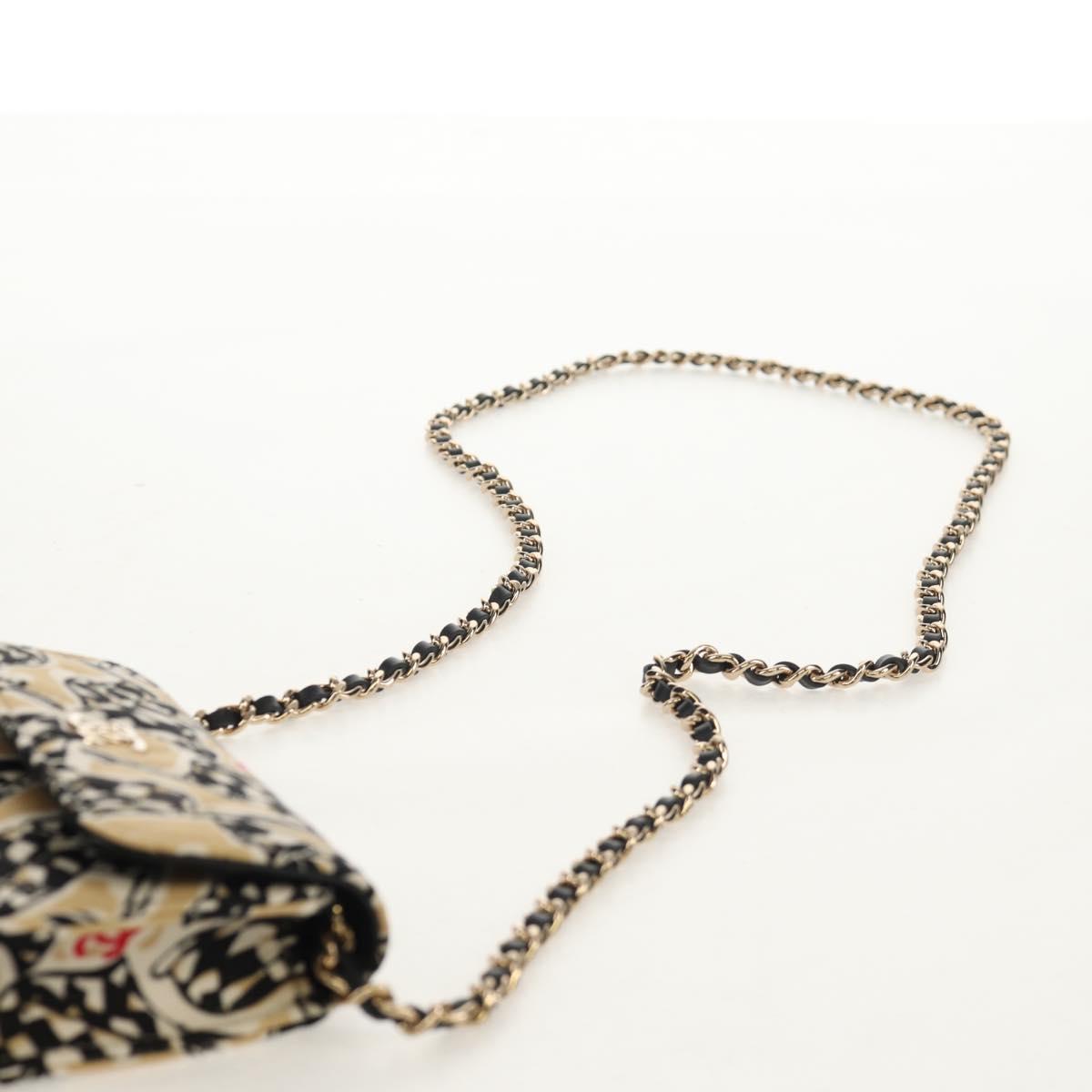 CHANEL Matelasse Chain Shoulder Bag Nylon Brown Gold CC Auth 144002AM