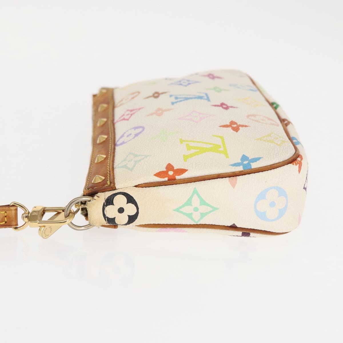 LOUIS VUITTON Multicolor Pochette Accessoires Pouch White M92649 LV Auth 144020