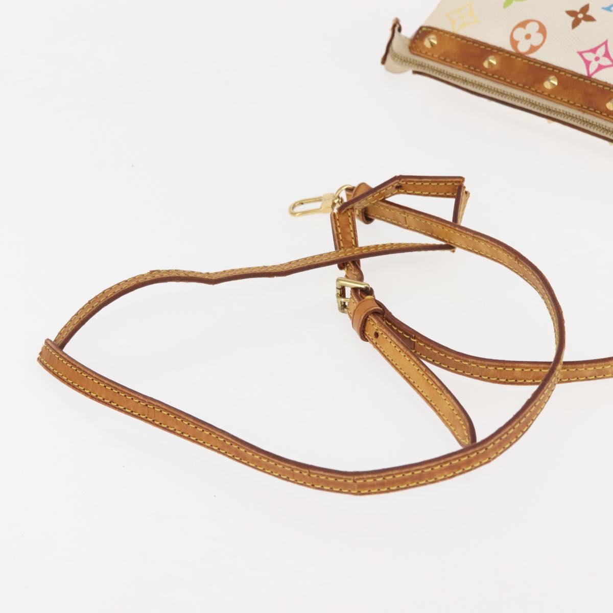 LOUIS VUITTON Multicolor Pochette Accessoires Pouch White M92649 LV Auth 144020