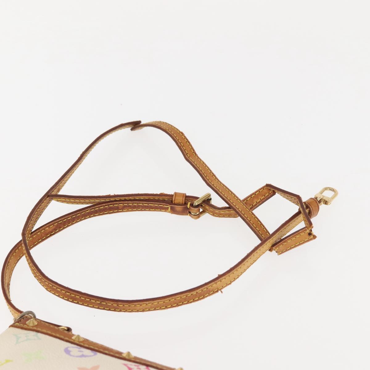 LOUIS VUITTON Multicolor Pochette Accessoires Pouch White M92649 LV Auth 144020