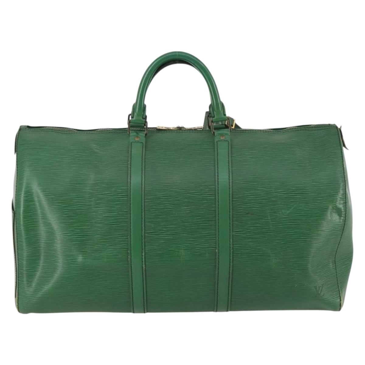 LOUIS VUITTON Epi Keepall 50 Boston Bag Green M42964 LV Auth 144025