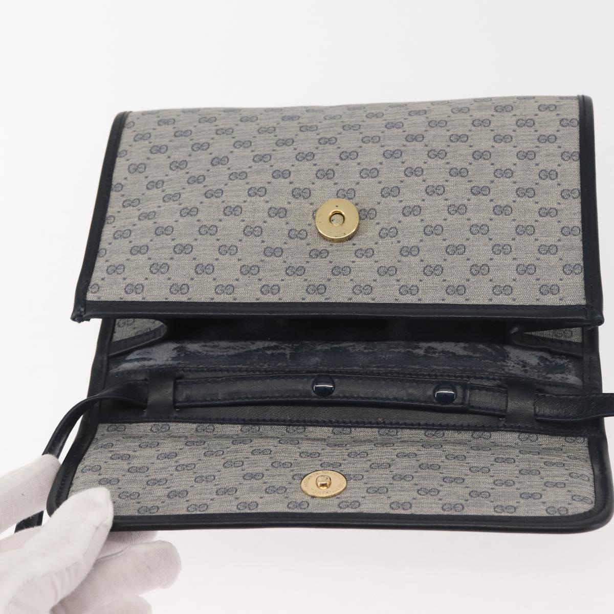 GUCCI Micro GG Supreme Shoulder Bag PVC Navy Gold 004 89 1041 Auth 144072