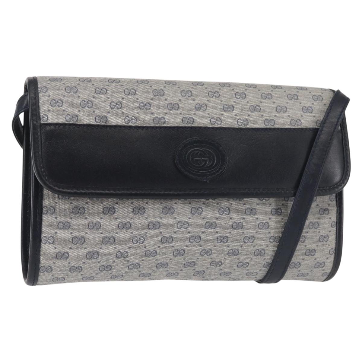 GUCCI Micro GG Supreme Shoulder Bag PVC Navy Gold 004 89 1041 Auth 144072