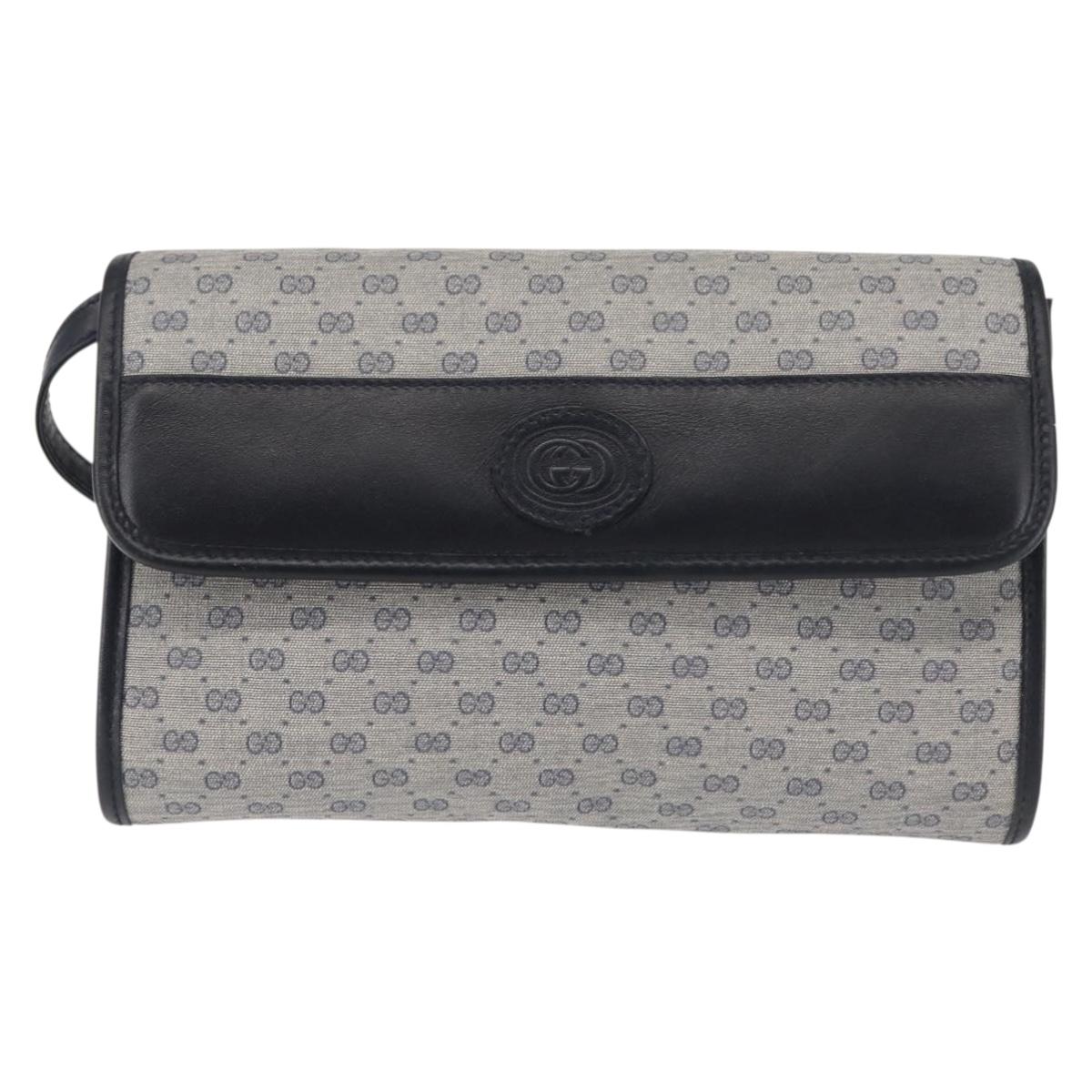 GUCCI Micro GG Supreme Shoulder Bag PVC Navy Gold 004 89 1041 Auth 144072