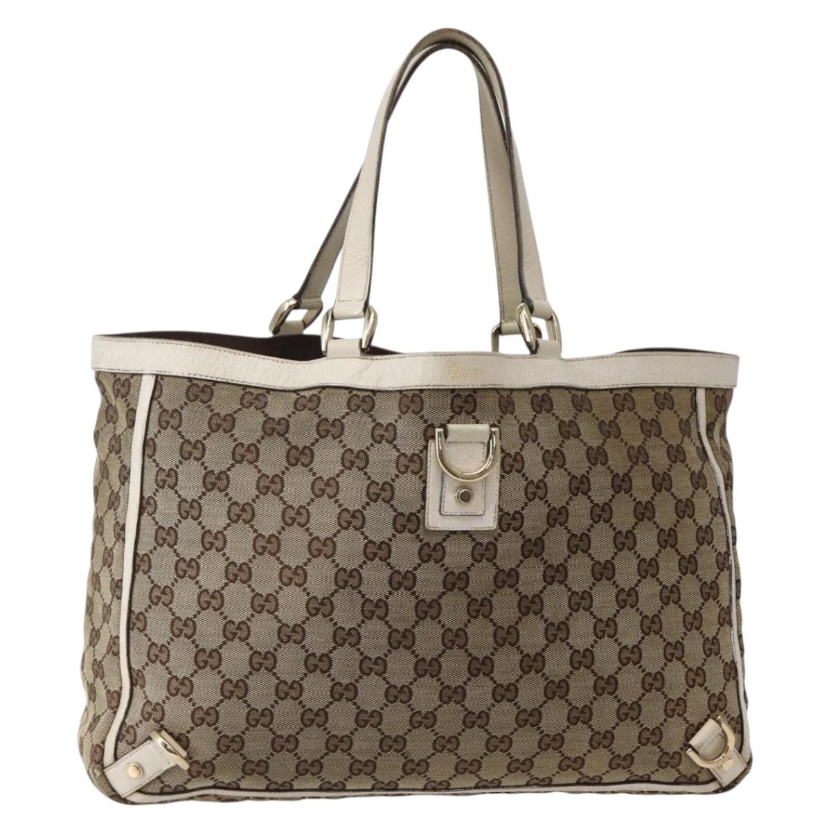 GUCCI GG Canvas Abbey Tote Bag Beige Gold 141472 Auth 144074