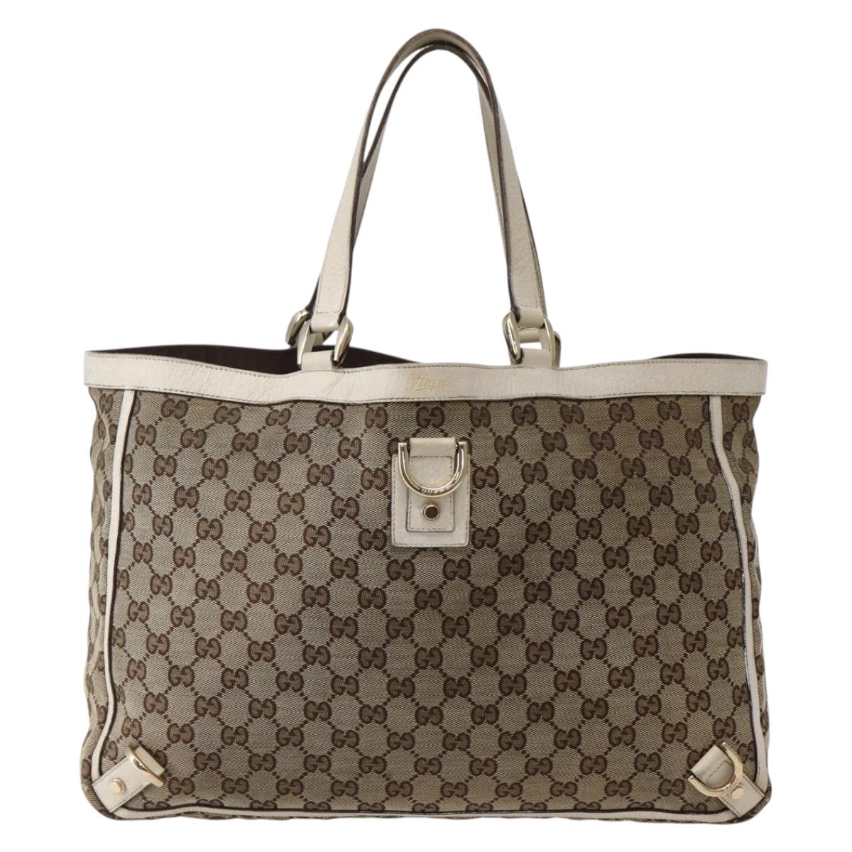 GUCCI GG Canvas Abbey Tote Bag Beige Gold 141472 Auth 144074
