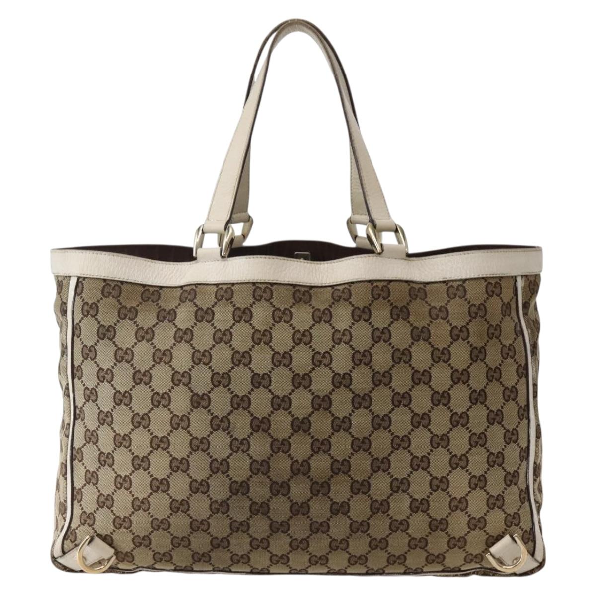 GUCCI GG Canvas Abbey Tote Bag Beige Gold 141472 Auth 144074
