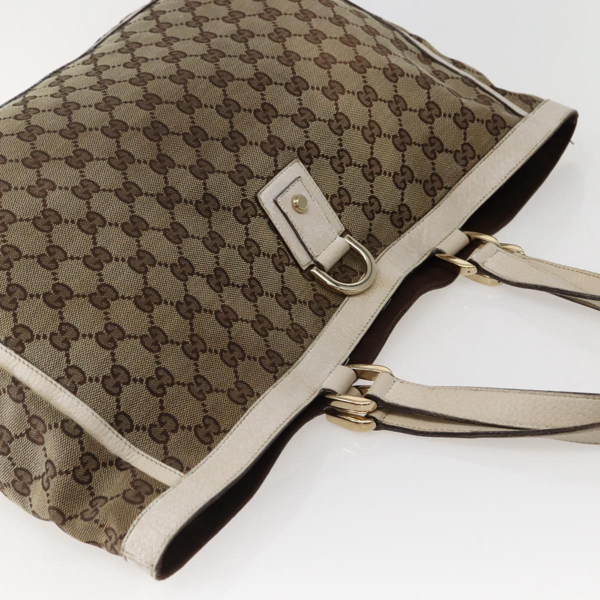 GUCCI GG Canvas Abbey Tote Bag Beige Gold 141472 Auth 144074