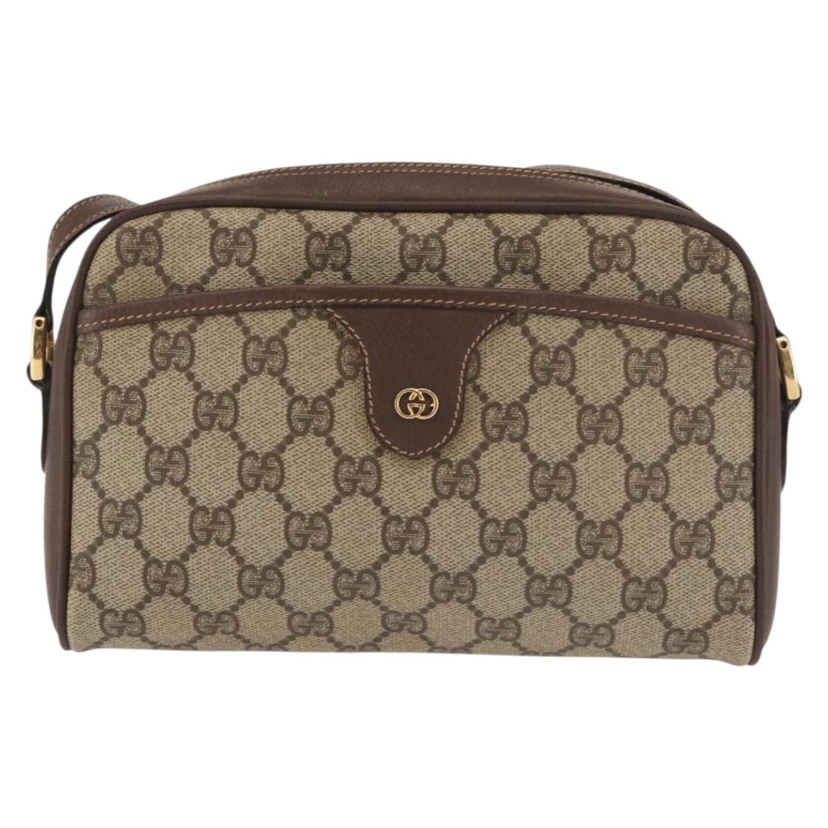GUCCI GG Supreme Shoulder Bag PVC Beige Silver 001 58 6594 Auth 144076