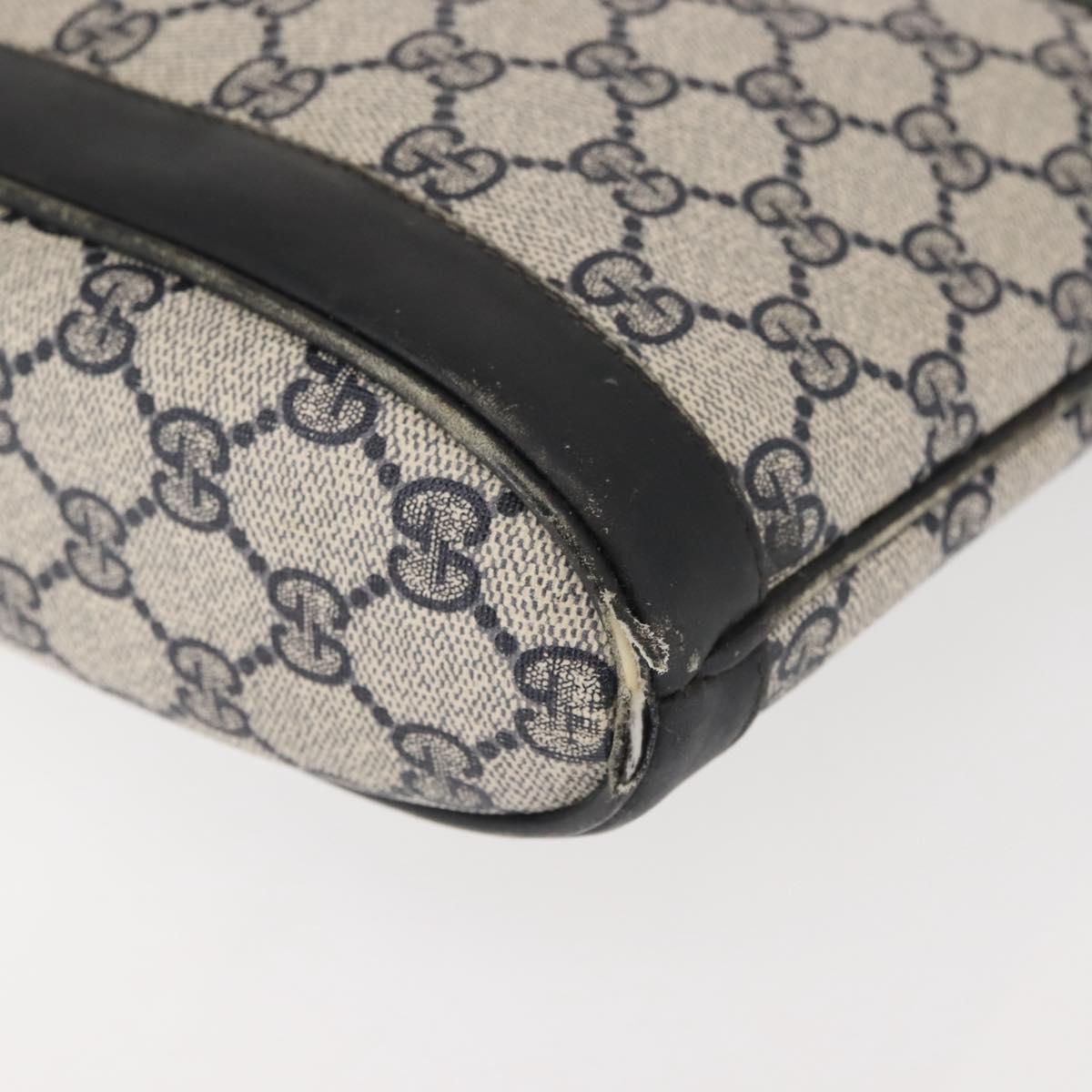 GUCCI GG Supreme Horsebit Shoulder Bag PVC Navy Gold 23 01 3373 Auth 144078